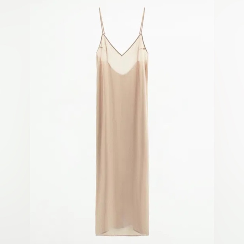 🤍 ZARA • sheer nude slip dress